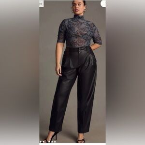Anthropologie Maeve Faux Leather Taper Pleated Ankle Trouser Pants